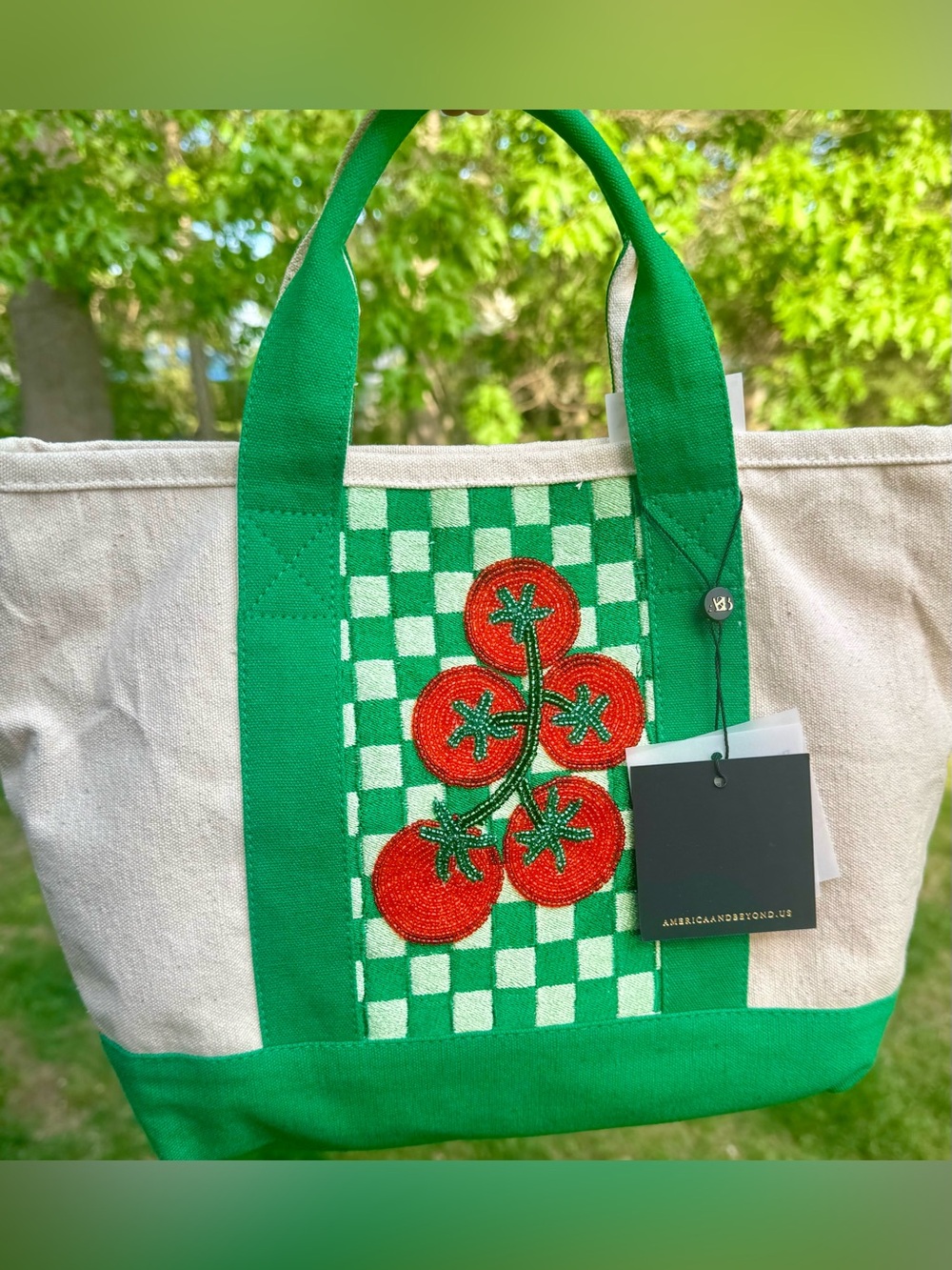 America and Beyond Hand Beaded Small Boat tote
